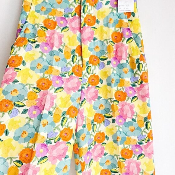 NWT Zara Soft  Colours Ester Floral Wide Leg High Waist Pants S - Picture 7 of 8